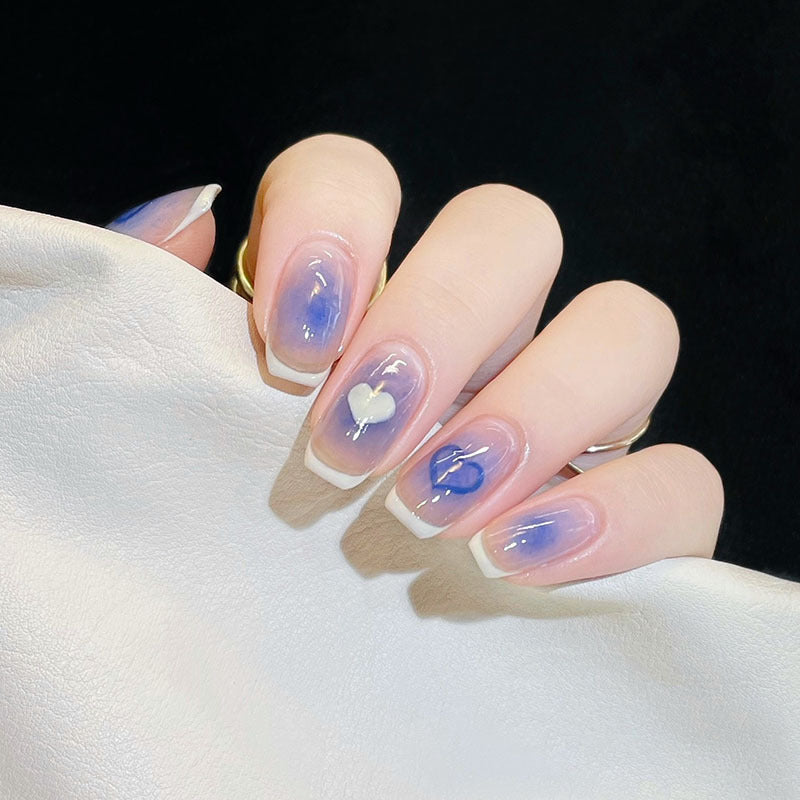Stylish heart and ombre design artificial nails Kalsten