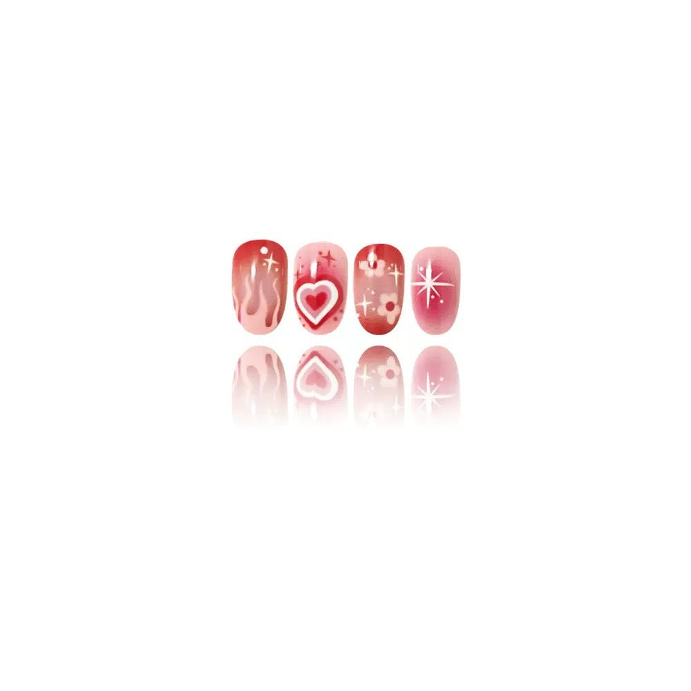 Artificial nail set with romantic heart design and sparkling accents Kalsten