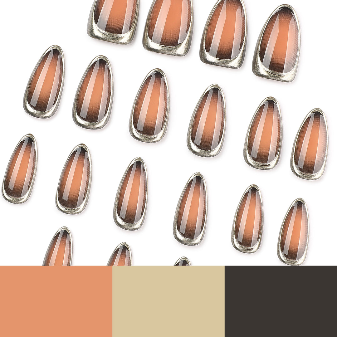 Glamorous Stiletto Nails with Elegant Gold Edge Kalsten