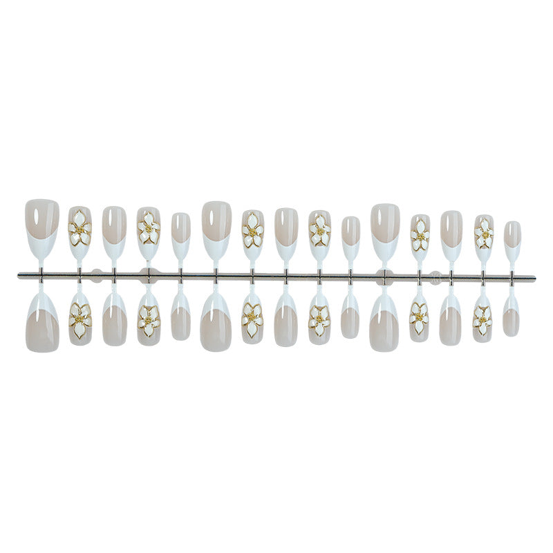 Elegant Floral-Embellished Press-On Nail Set Kalsten