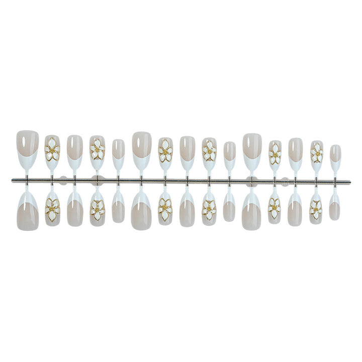 Elegant Floral-Embellished Press-On Nail Set Kalsten