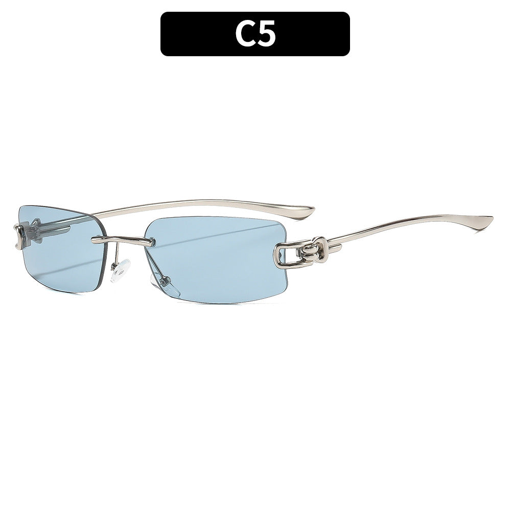 Sleek Slim Rectangle Frame Sunglasses
