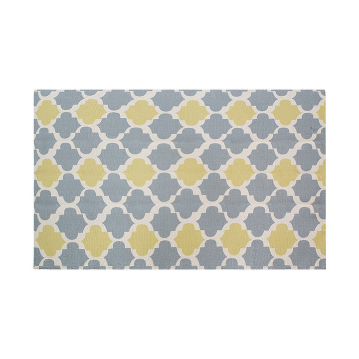 Flat-woven rectangular rug for living and entrance areas with quatrefoil pattern Kalsten