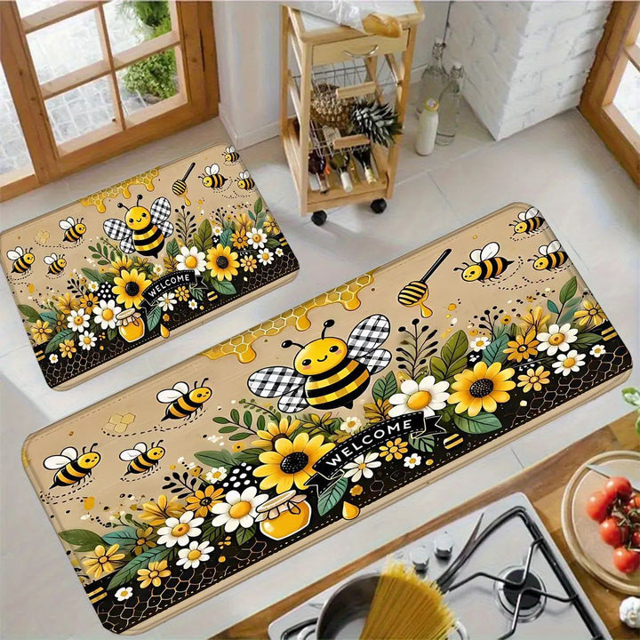 Decorative Bee-Themed Kitchen Mat
