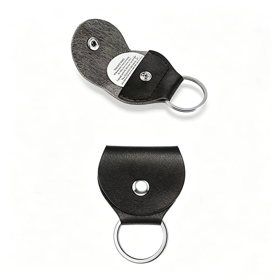 Compact Leather Snap Keychain Pocket With Metal Ring