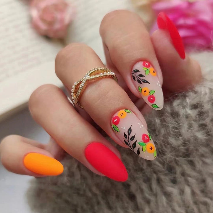 Artful nail extensions with colorful fruity decorations Kalsten