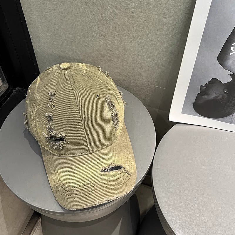 Women's Distressed Black Denim Baseball Cap Kalsten