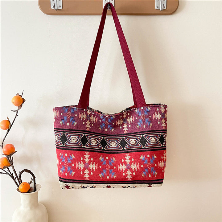 Ethnic Patterned Canvas Tote Bag