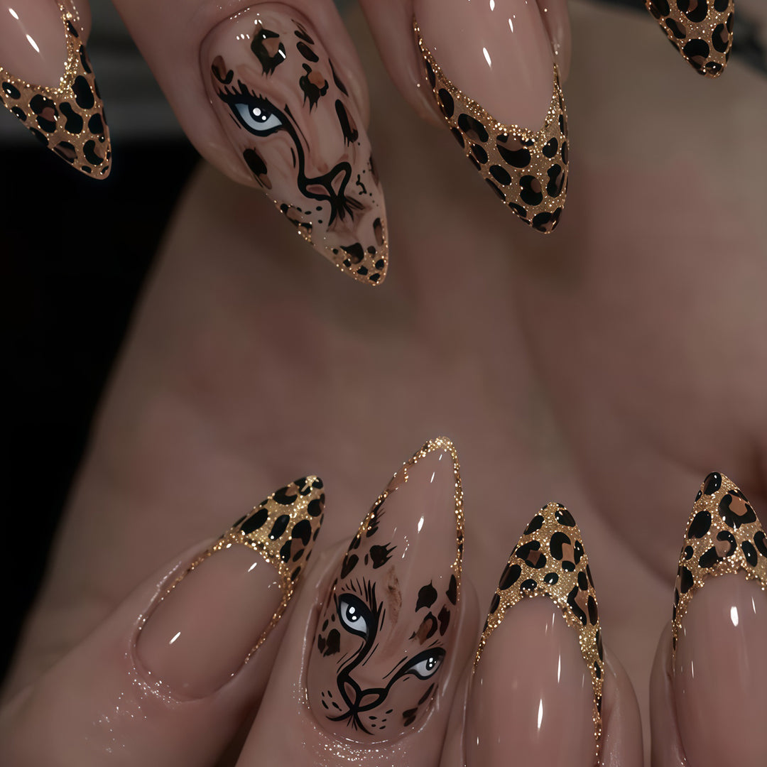 Creative Nail Art Set with Leopard Pattern and Glitter Kalsten
