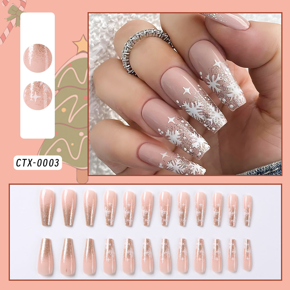 Festive Glitter Snowflake False Nails Kalsten