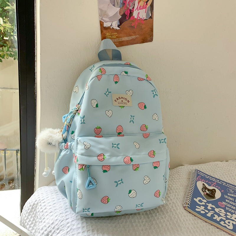 Playful Strawberry Print Backpack