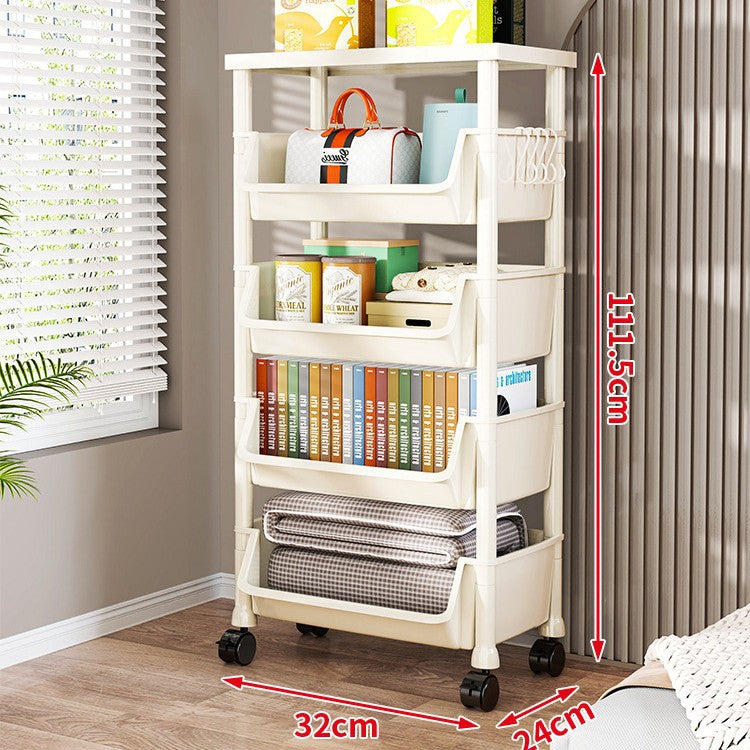 Compact Two-Tier Rolling Storage Cart with Removable Bins and Swivel Casters