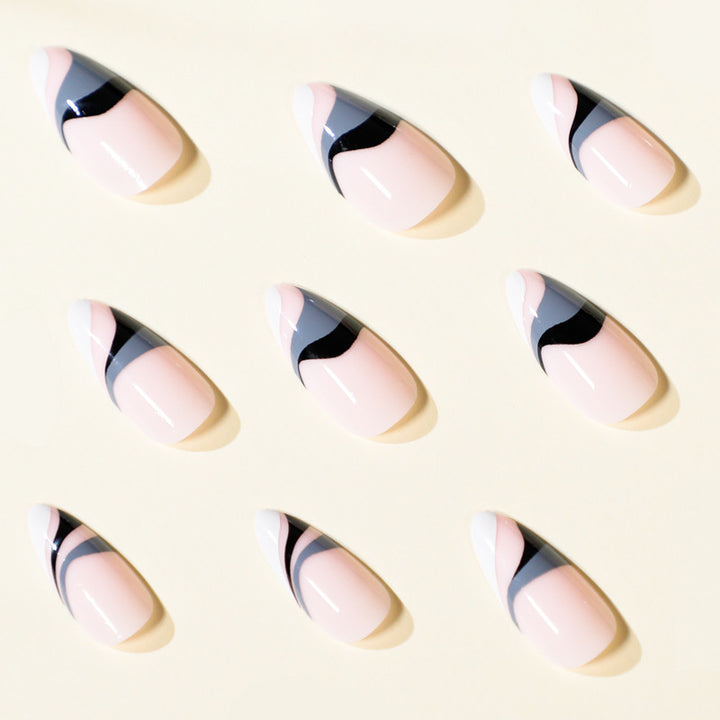 Artful nail extensions with creative wave pattern Kalsten