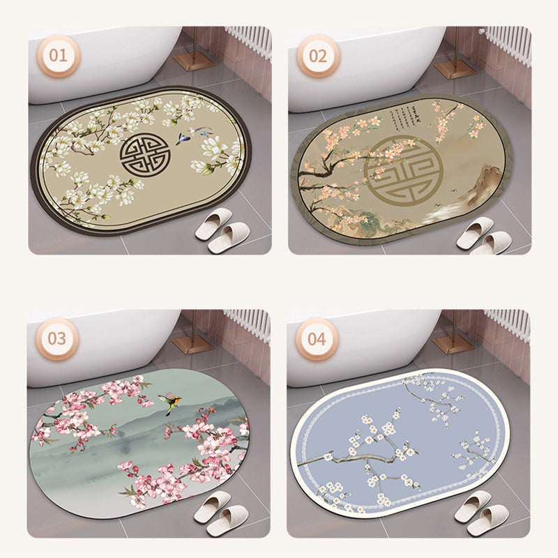 Elegant Floral Print Bath Mat Kalsten