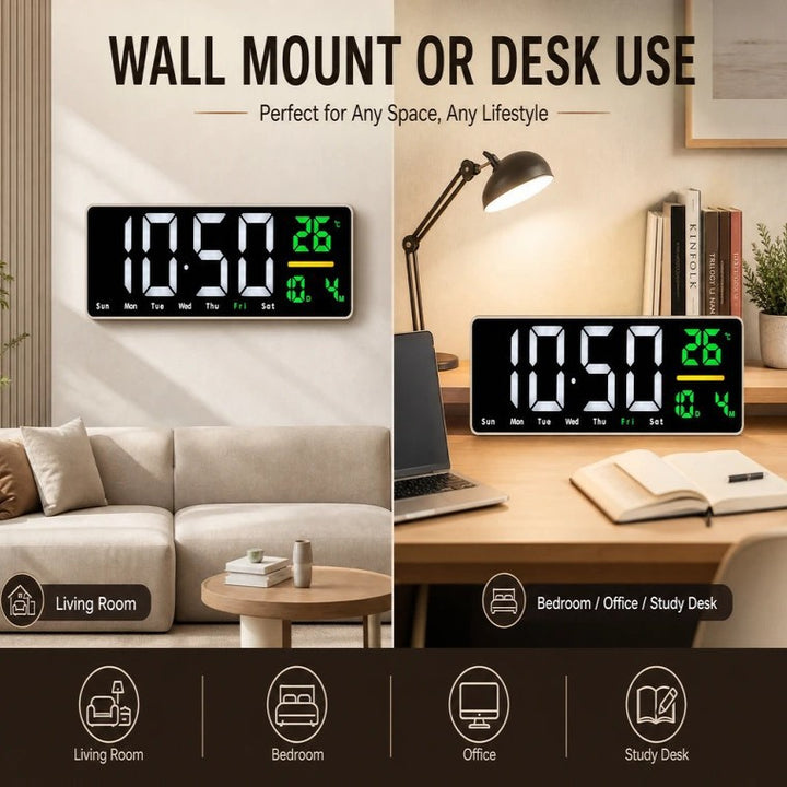 Digital wall clock with temperature and calendar display Kalsten