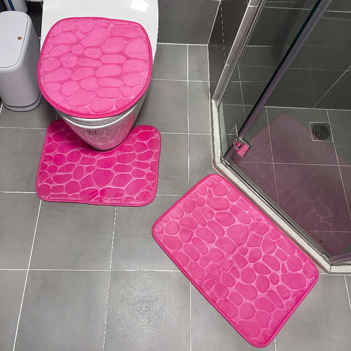 Stone Patterned Bathroom Mat Set
