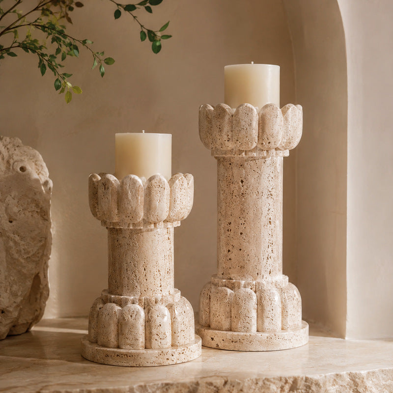 Contemporary Stone Decorative Candle Holders