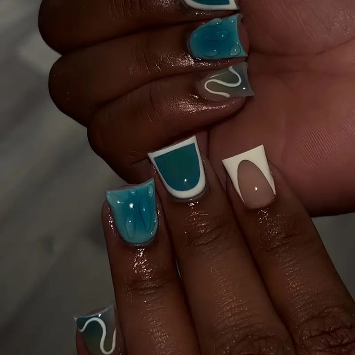 Artistic Abstract Press-On Nail Design Kalsten