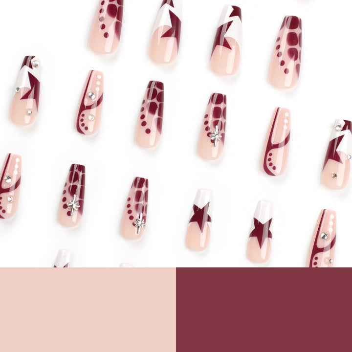 Artful Nail Extensions with Glitter and Star Motifs Kalsten