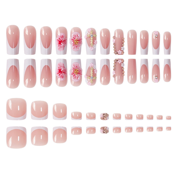 Floral Accent Press-On Nail Art Set Kalsten