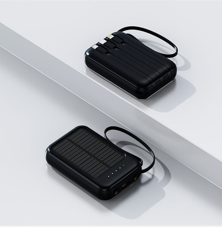 Portable Solar Power Bank with rugged design and integrated charging cable Kalsten