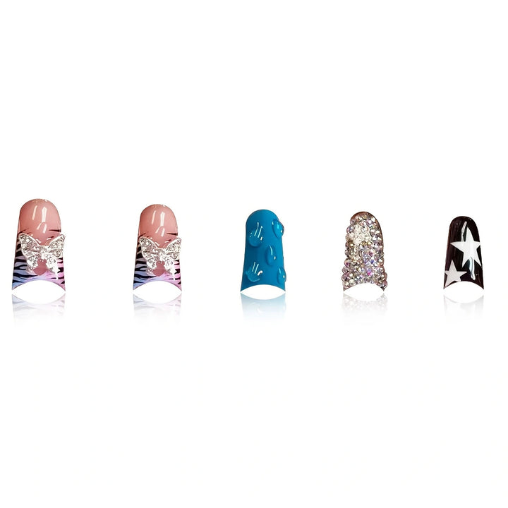 Glamorous Press-On Nail Art Set with Unique Decorative Elements Kalsten