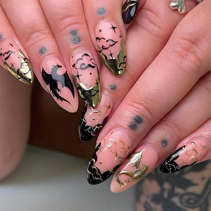 Acrylic nail set with glamorous Halloween designs Kalsten