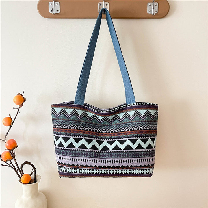 Ethnic Patterned Canvas Tote Bag