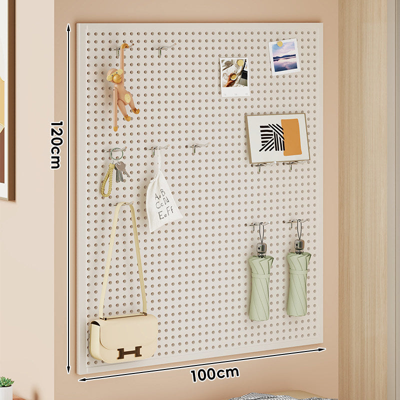 Wall-Mounted Perforated Pegboard Organizer Panel with Modular Hooks