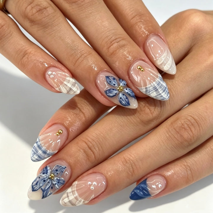 Artistic Floral Accent Press-On Nails Kalsten