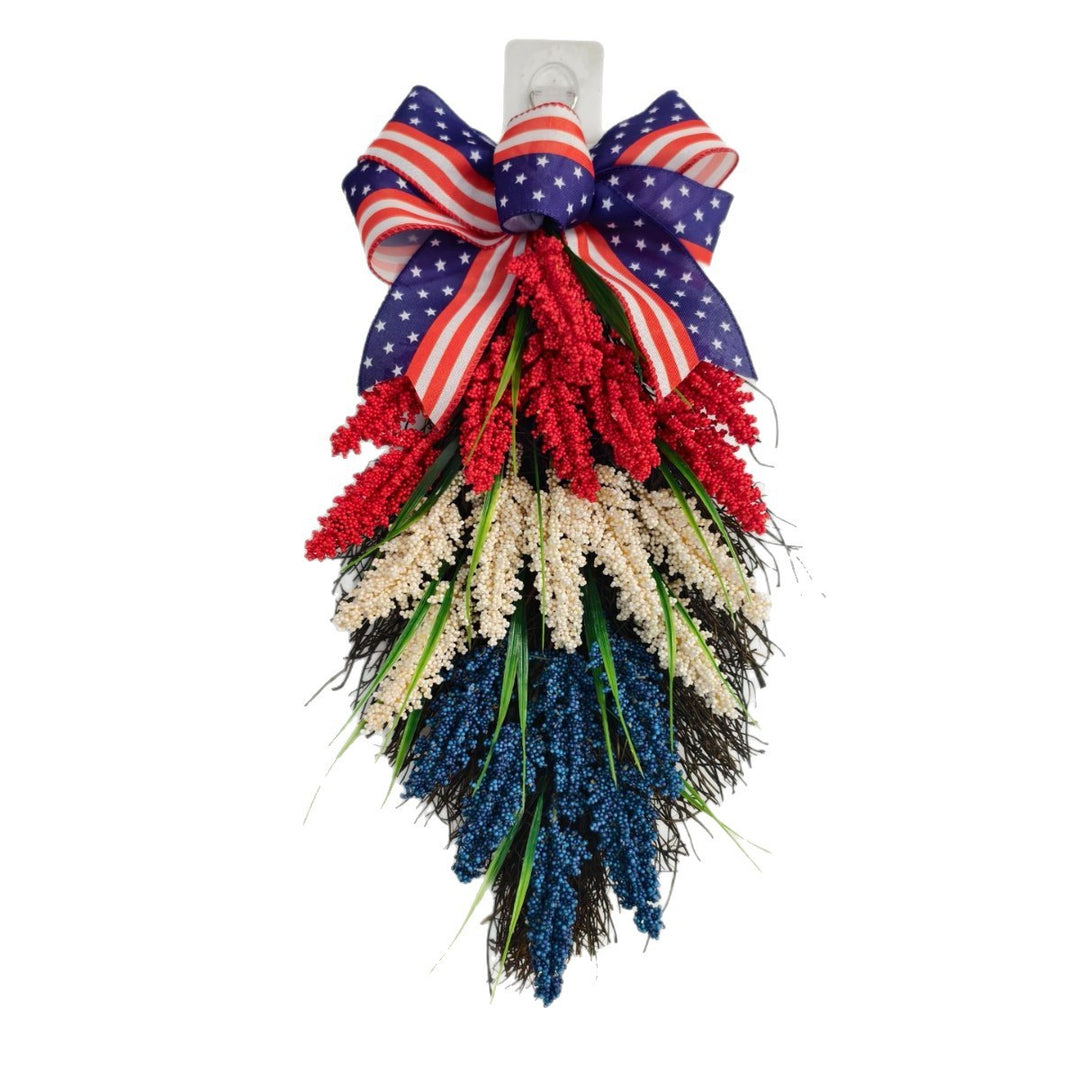 Unisex nan patriotic hanging decoration for door and wall made of artificial flowers with ribbon Kalsten