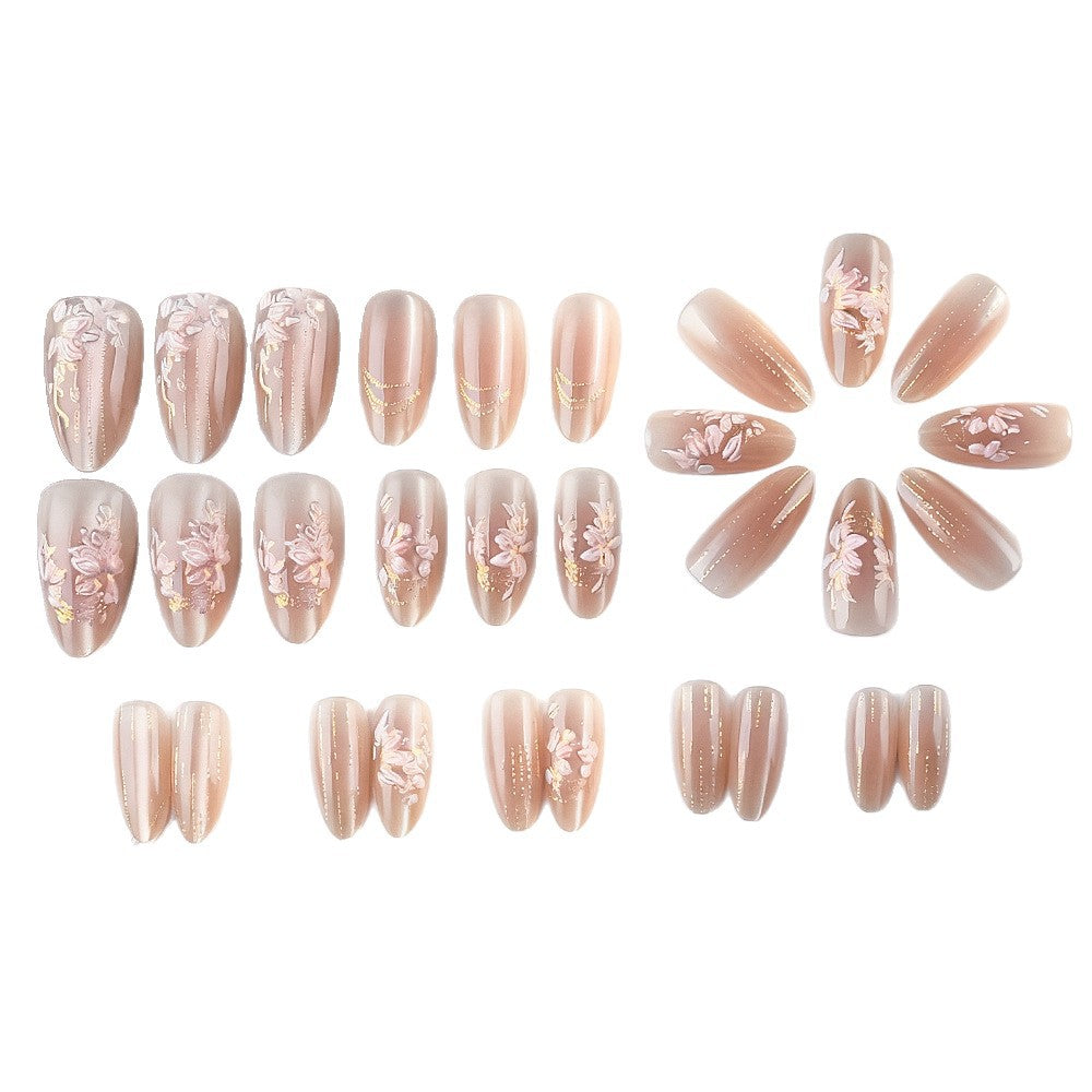 Floral Embellished Press-On Nails Kalsten