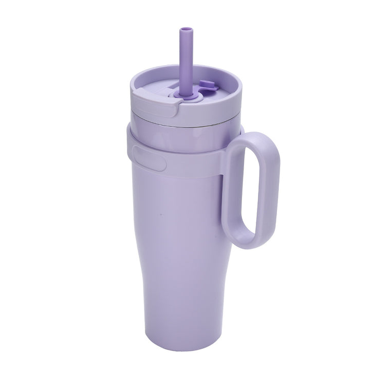 Ladies' insulated drinking cup with non-slip handle and integrated straw Kalsten