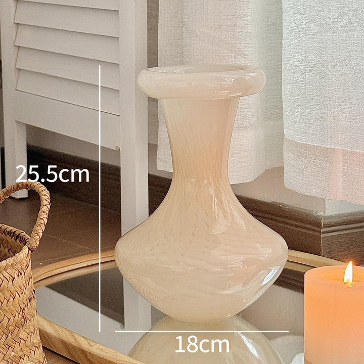 Contemporary Blown-Glass Hourglass Accent Vase Kalsten
