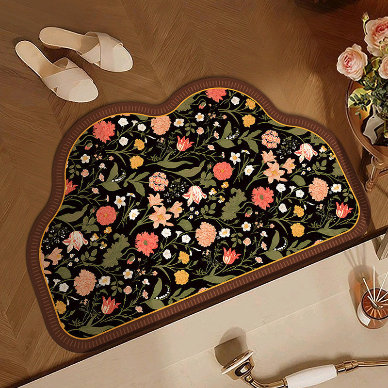 Floral Design Anti-Fatigue Bath Mat