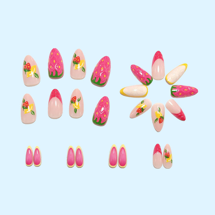 Artificial nails with fruit motif and glitter accents Kalsten