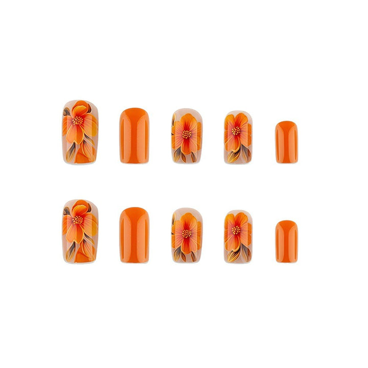Artificial nails with floral accents and high gloss finish Kalsten