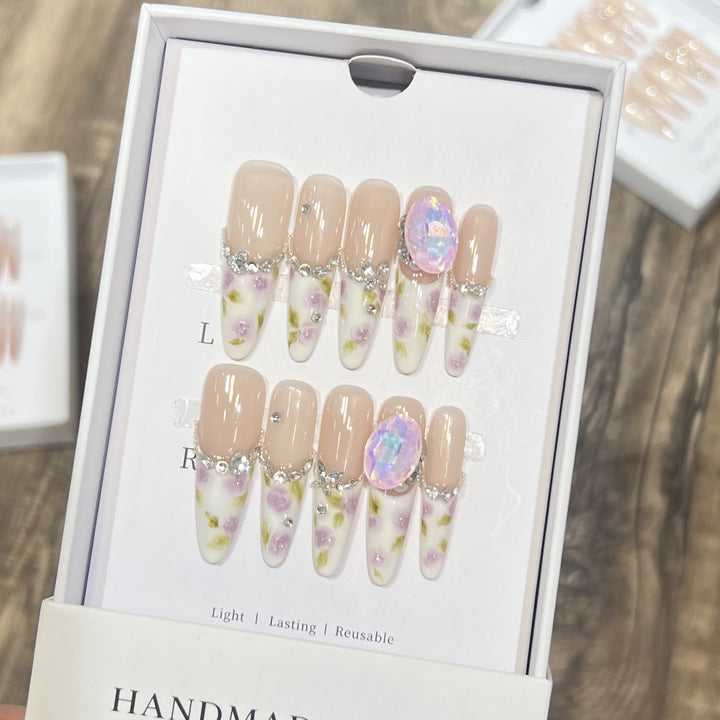 Decorative Floral Stiletto Press-On Nail Set Kalsten