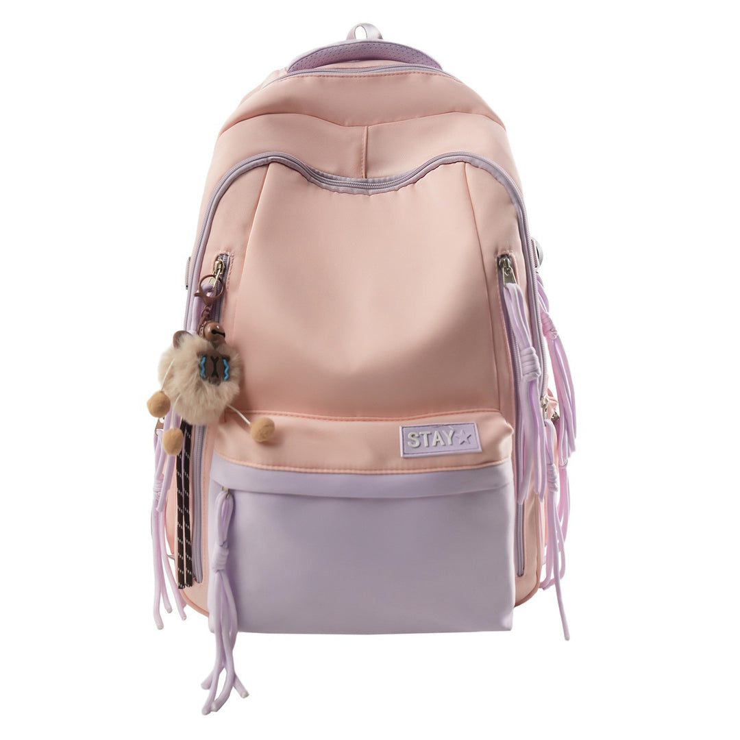 Backpack with Cute Animal Pendant and Practical Compartments Kalsten