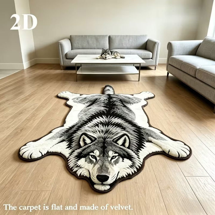 Plush Wolf-Shaped Carpet