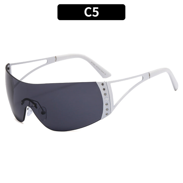 Futuristic Geometric Shield Sunglasses  1787664636