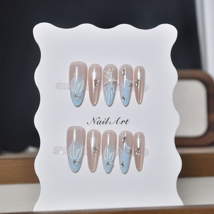 Decorative Long Stiletto Crystal-Embellished Press-On Nail Set Kalsten