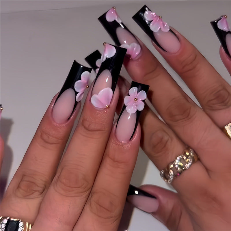 Floral-Embellished Long Press-On Nails Kalsten