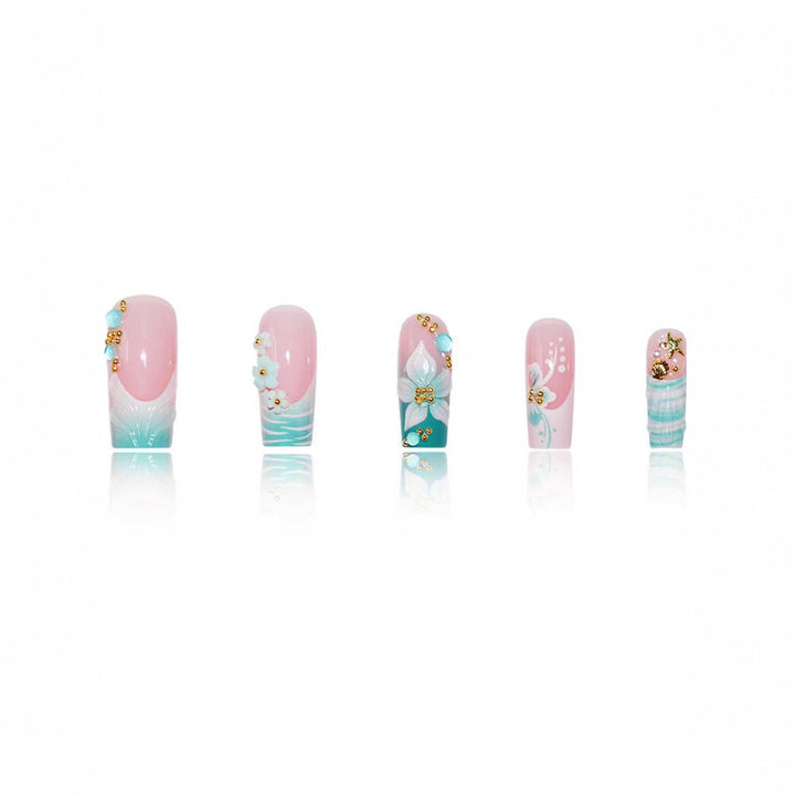 Detailed Floral Acrylic Nail Enhancements Kalsten