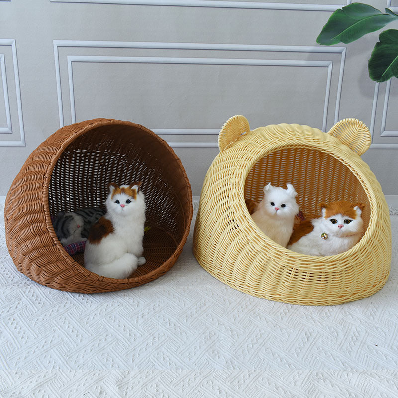 Playful Bear-Shaped Woven Pet Bed Kalsten