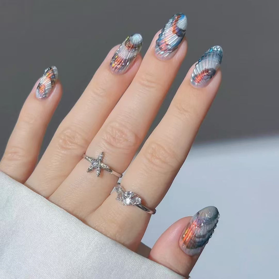 Artistic Shell-Inspired Nail Art Set