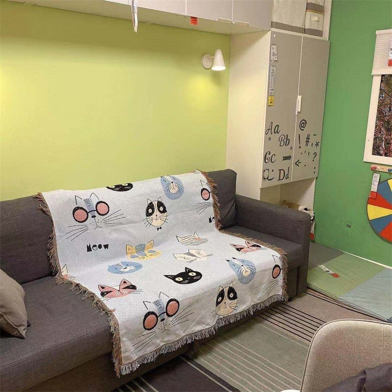 Cat-Themed Decorative Throw Blanket