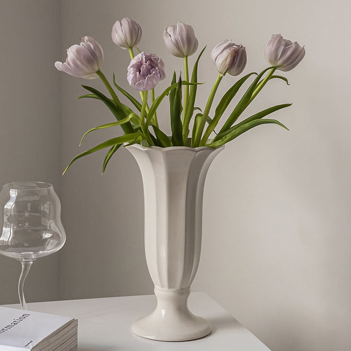 Decorative Floral Embossed Ceramic Vase for Home Decor
