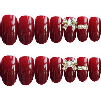Decorative Press-On Nail Art Set with Rhinestone Accents