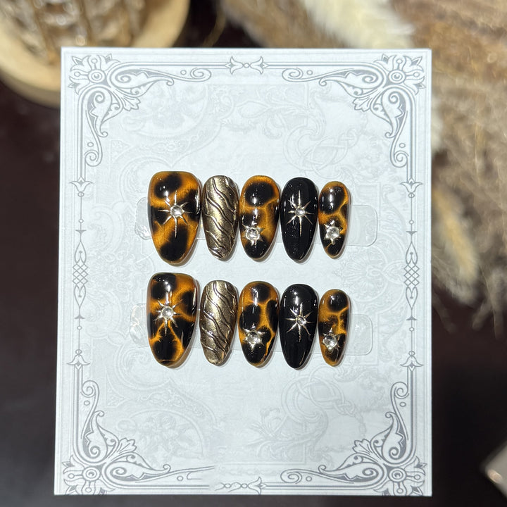 Decorative Press-On Nail Set with Celestial Accents Kalsten